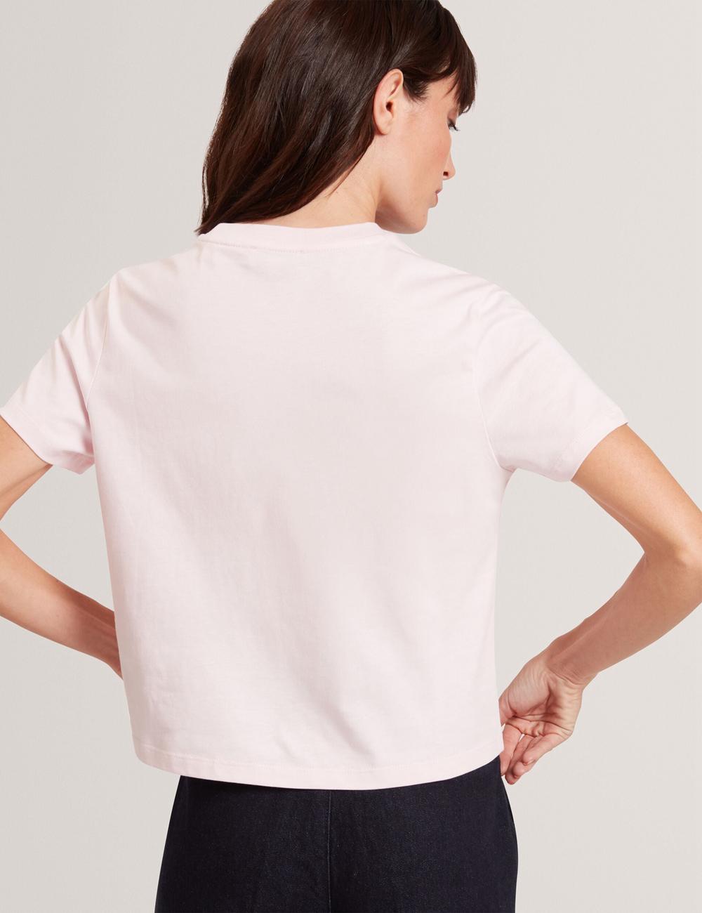 Pink Women Ted Baker MOLII - Embroidered Logo Cropped Cotton T-Shirts | SA  NBI-467159
