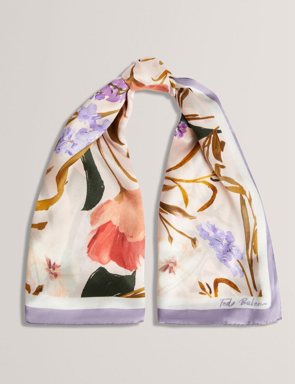 Pink Women Ted Baker NICLAE - Painted Floral Print Square Silk Scarves | SA  ANB-297815