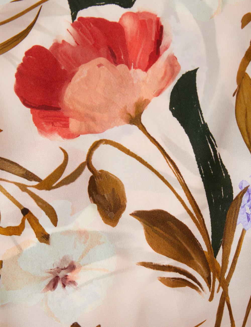 Pink Women Ted Baker NICLAE - Painted Floral Print Square Silk Scarves | SA  ANB-297815