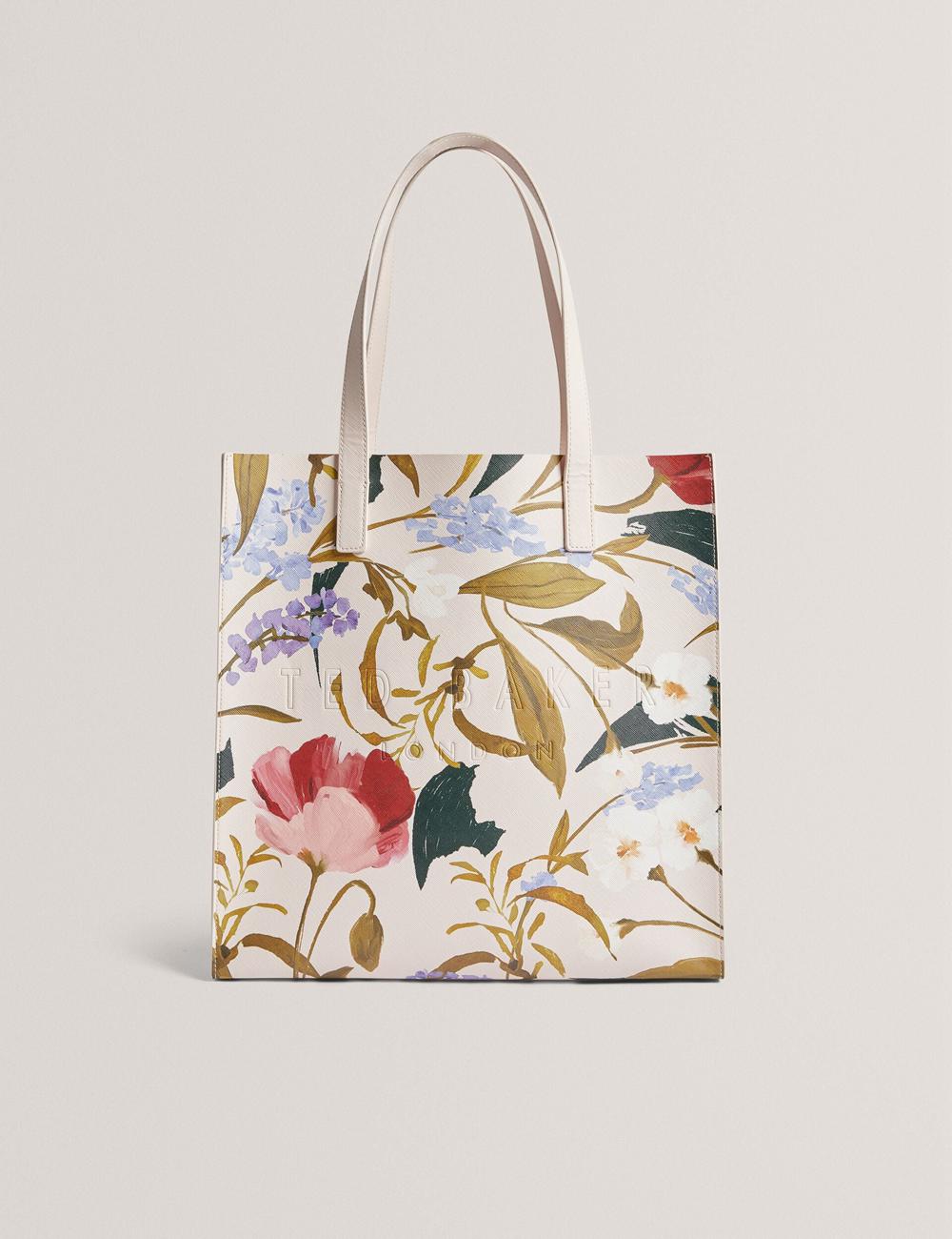 Pink Women Ted Baker PALAMAA - Floral Print PU Leather Large Tote Bags | SA  QUO-021857