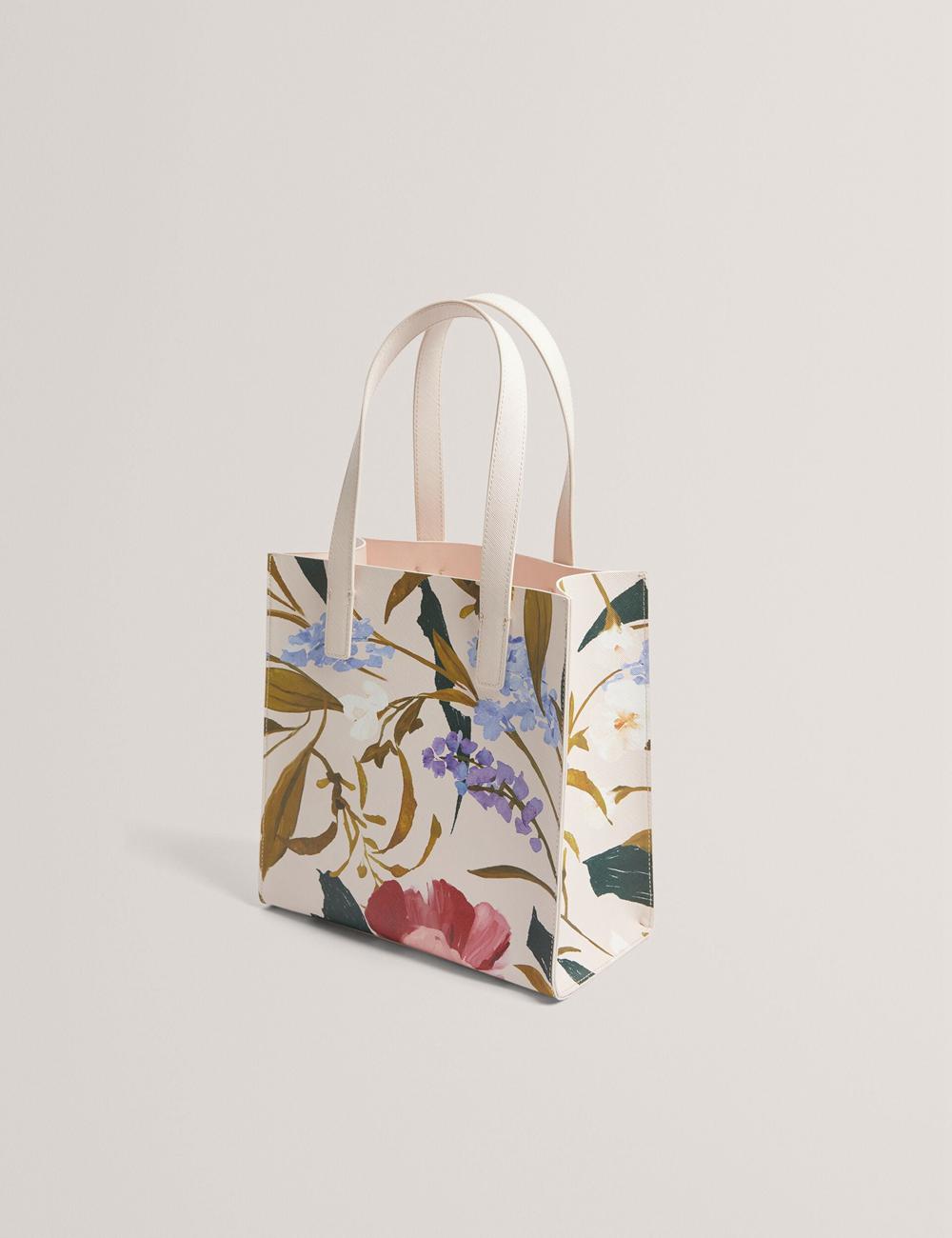 Pink Women Ted Baker PHYLISA - Floral Print PU Leather Small Tote Bags | SA  QXD-563417