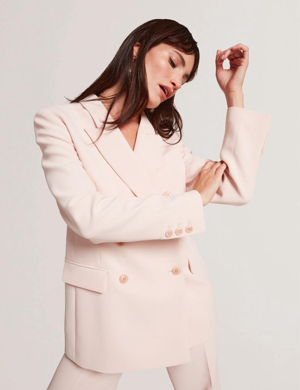 Pink Women Ted Baker TRAGA - Tailored Double Breasted Woven Blazers | SA  VPX-784053