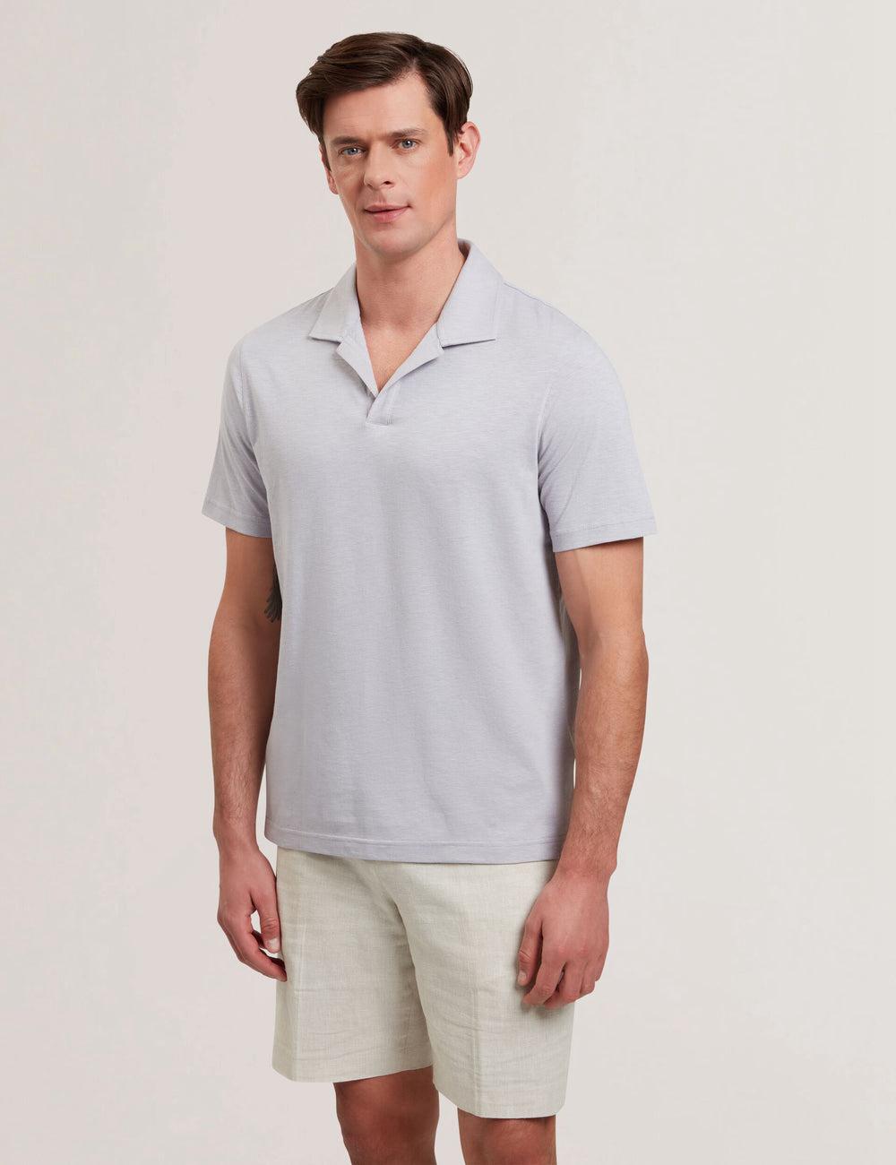 Purple Men Ted Baker ANITO - Cotton Linen Open Neck Polos Shirts | SA  QIP-920371
