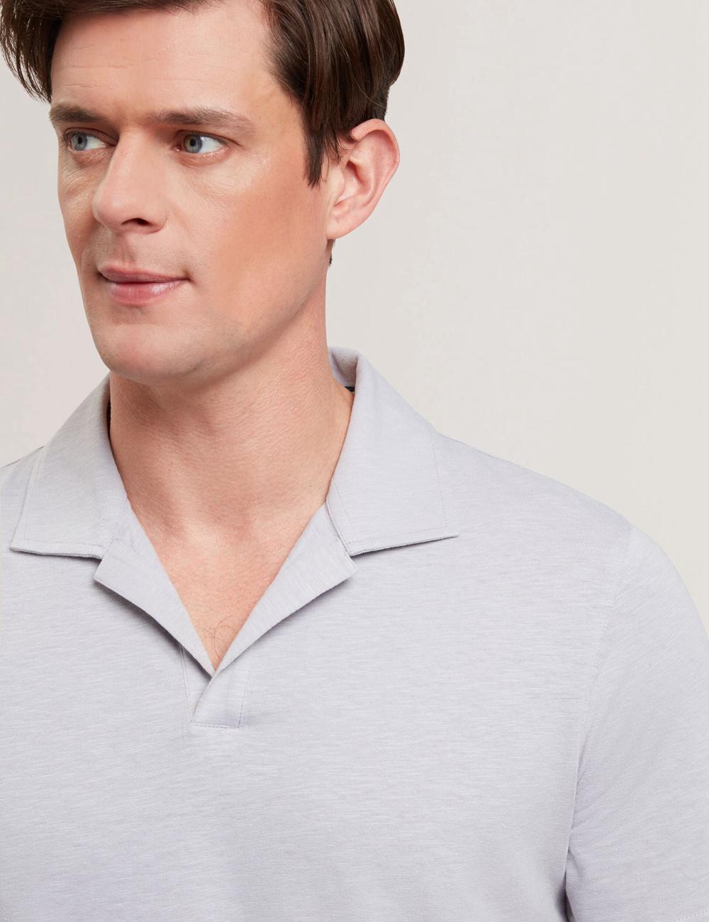 Purple Men Ted Baker ANITO - Cotton Linen Open Neck Polos Shirts | SA  QIP-920371