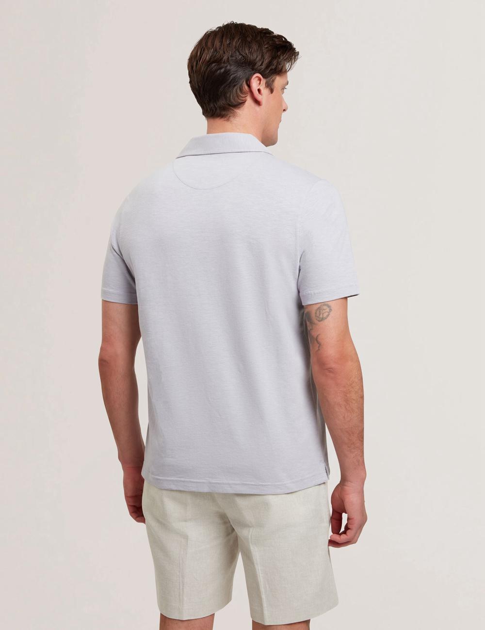 Purple Men Ted Baker ANITO - Cotton Linen Open Neck Polos Shirts | SA  QIP-920371