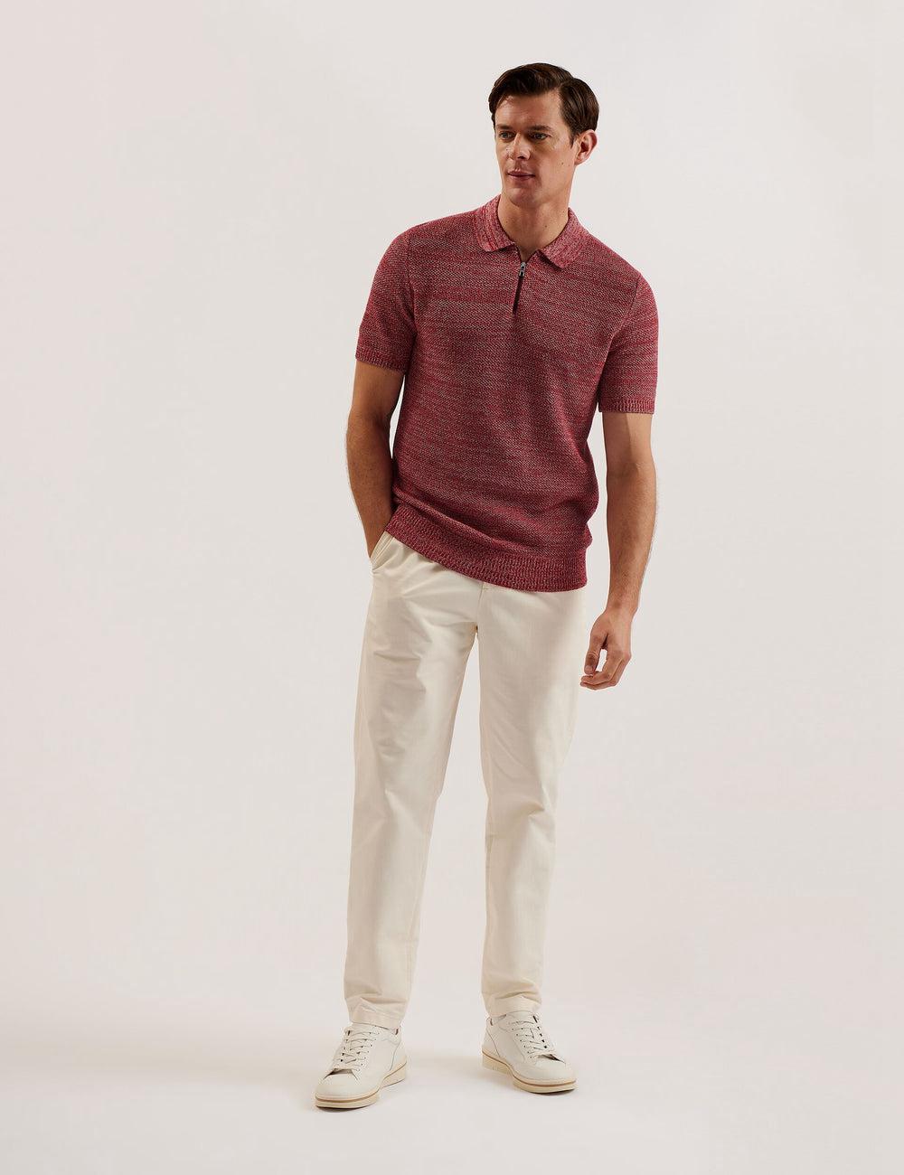 Red Men Ted Baker BLOSSAM - Space Dye Zip Neck Polos Shirts | SA  HZC-759184