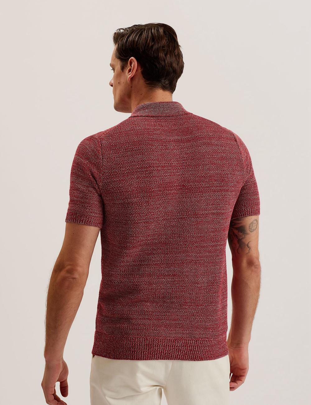 Red Men Ted Baker BLOSSAM - Space Dye Zip Neck Polos Shirts | SA  HZC-759184
