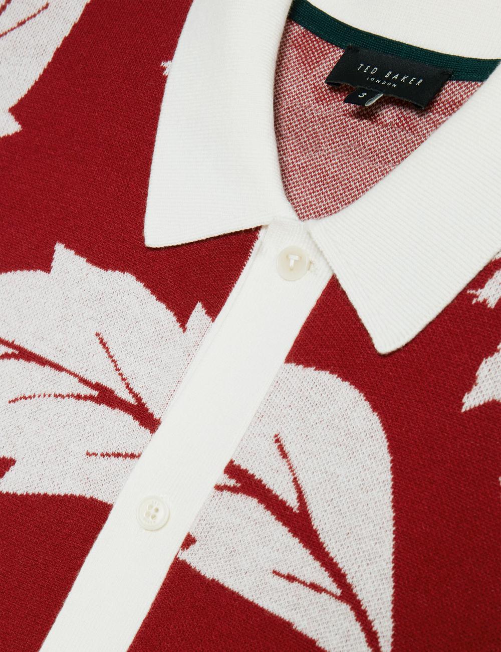 Red Men Ted Baker EDSON - Short Sleeve Button Through Floral Polos Shirts | SA  QCT-890247