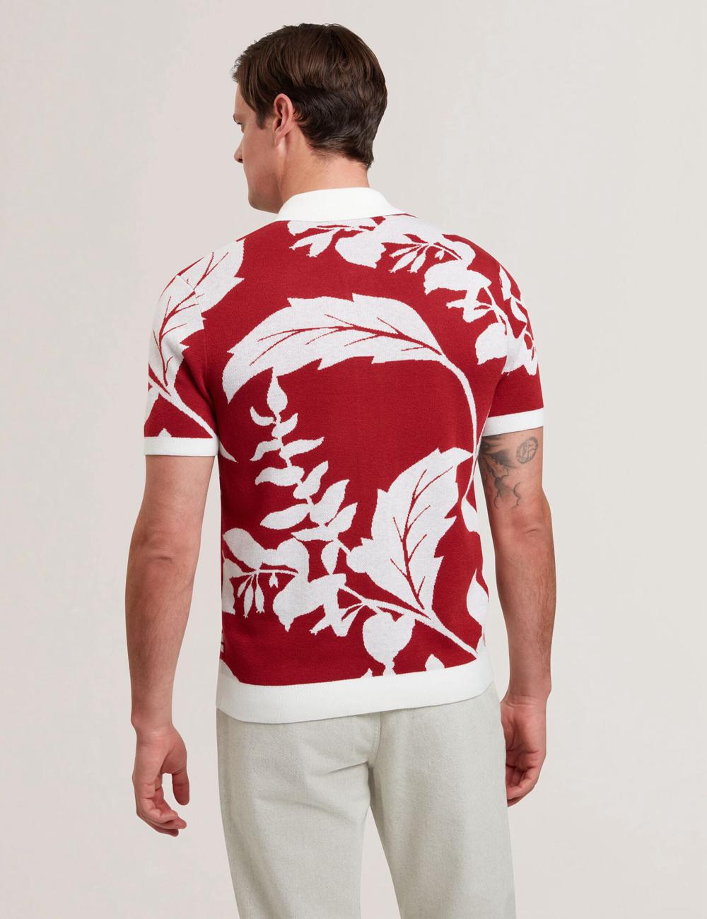 Red Men Ted Baker EDSON - Short Sleeve Button Through Floral Polos Shirts | SA  QCT-890247