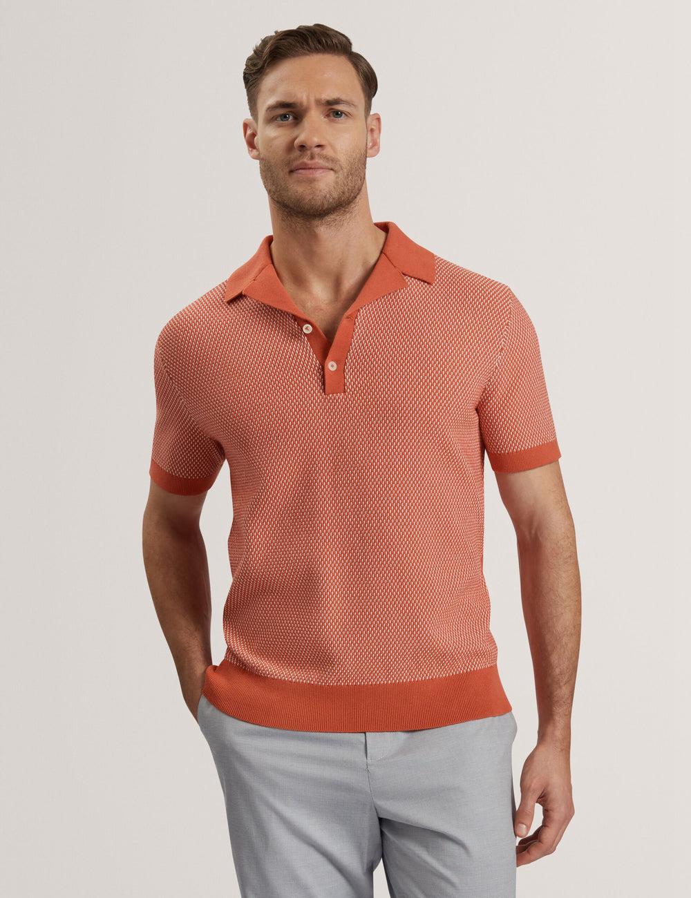 Red Men Ted Baker GREGRY - Short Sleeve Small Stitch Knitted Polos Shirts | SA  AYC-678435
