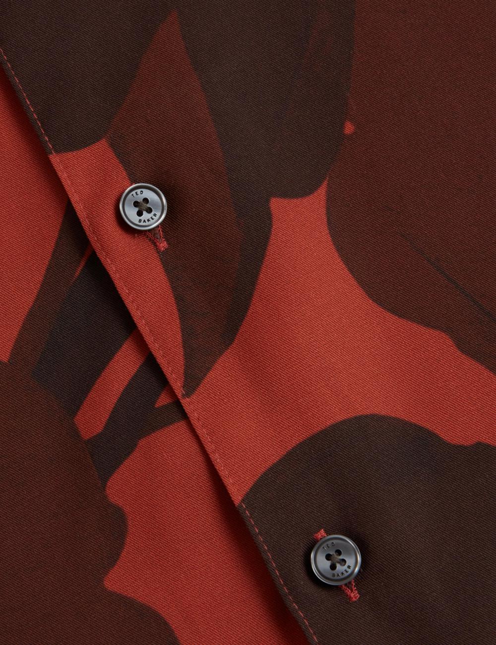 Red Men Ted Baker PINEDA - Short Sleeve Relaxed Floral Print Casual Shirts | SA  XTF-856734
