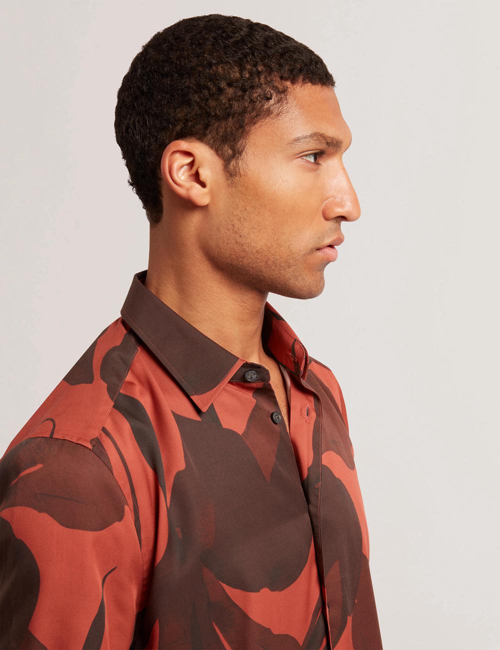 Red Men Ted Baker PINEDA - Short Sleeve Relaxed Floral Print Casual Shirts | SA  XTF-856734