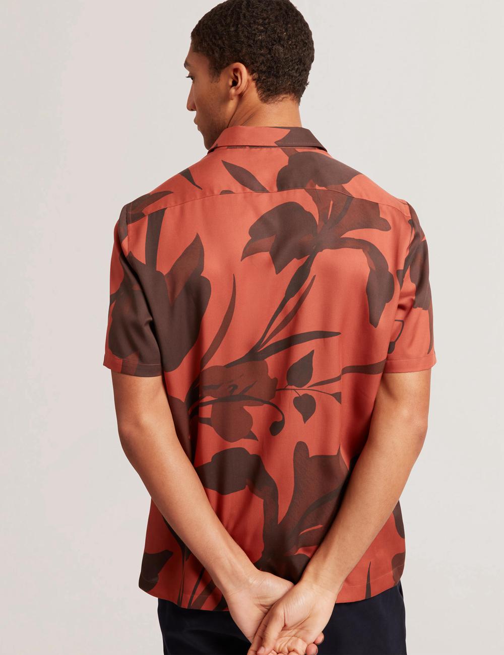 Red Men Ted Baker PINEDA - Short Sleeve Relaxed Floral Print Casual Shirts | SA  XTF-856734