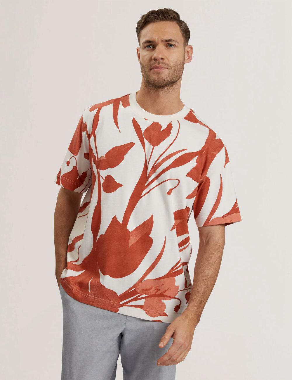 Red Men Ted Baker YIANNOS - Floral Print Heavyweight Cotton T-Shirts | SA  XWH-396415