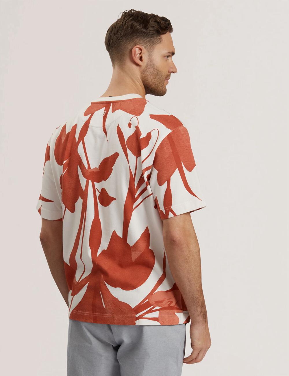 Red Men Ted Baker YIANNOS - Floral Print Heavyweight Cotton T-Shirts | SA  XWH-396415