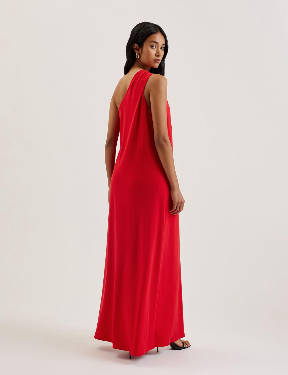 Red Women Ted Baker AISLI - One Shoulder Woven Maxi Dresses | SA  BJY-481296