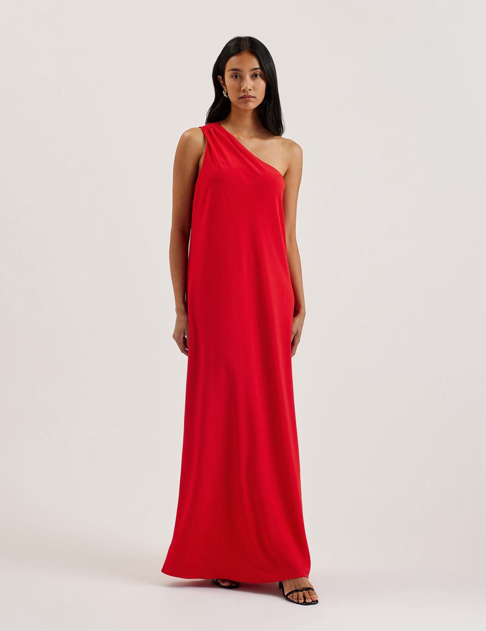 Red Women Ted Baker AISLI - One Shoulder Woven Maxi Dresses | SA  BJY-481296