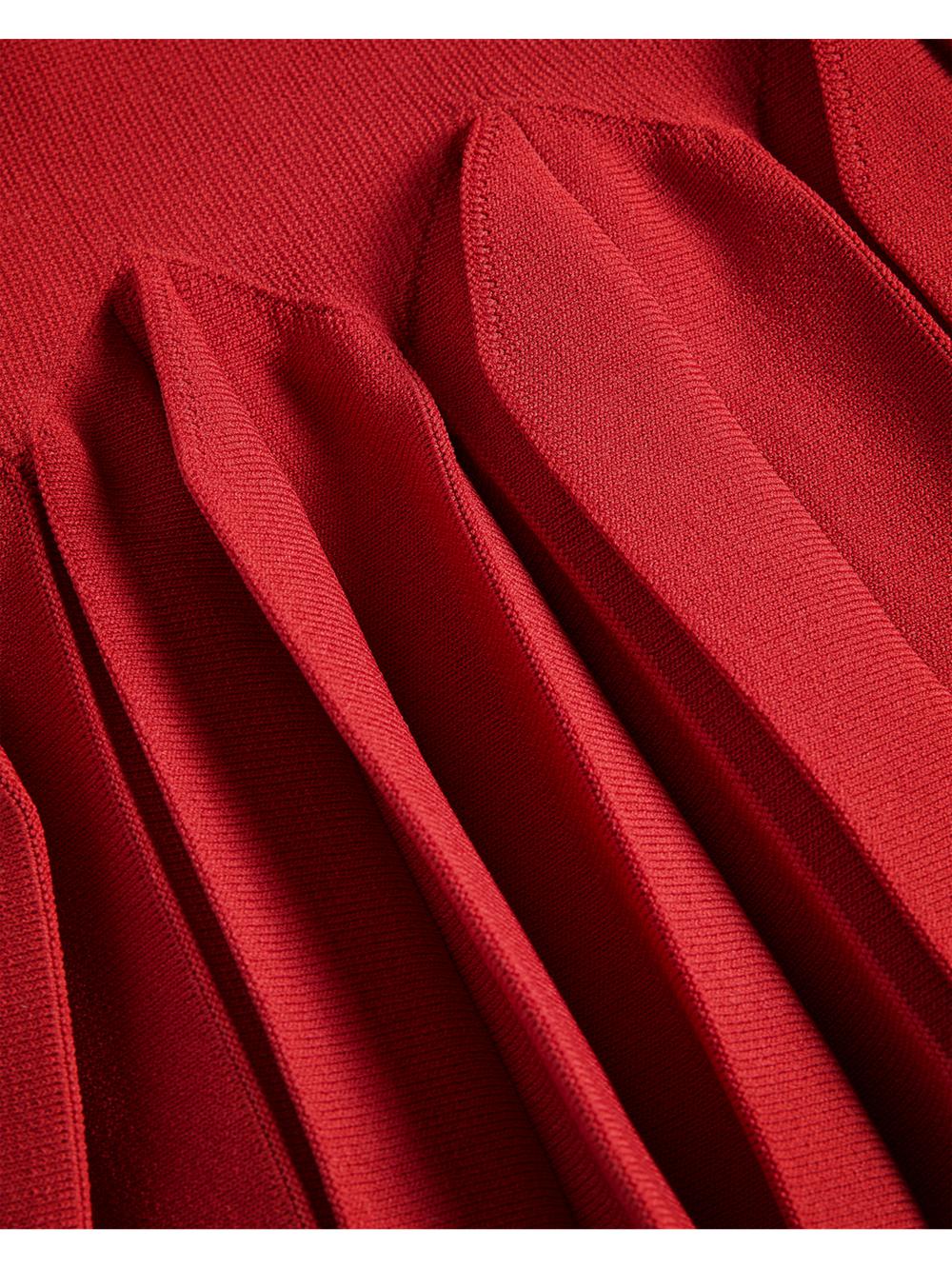 Red Women Ted Baker CANDDY - Pleated Hem Bodycon Knit Mini Dresses | SA  ABM-290635