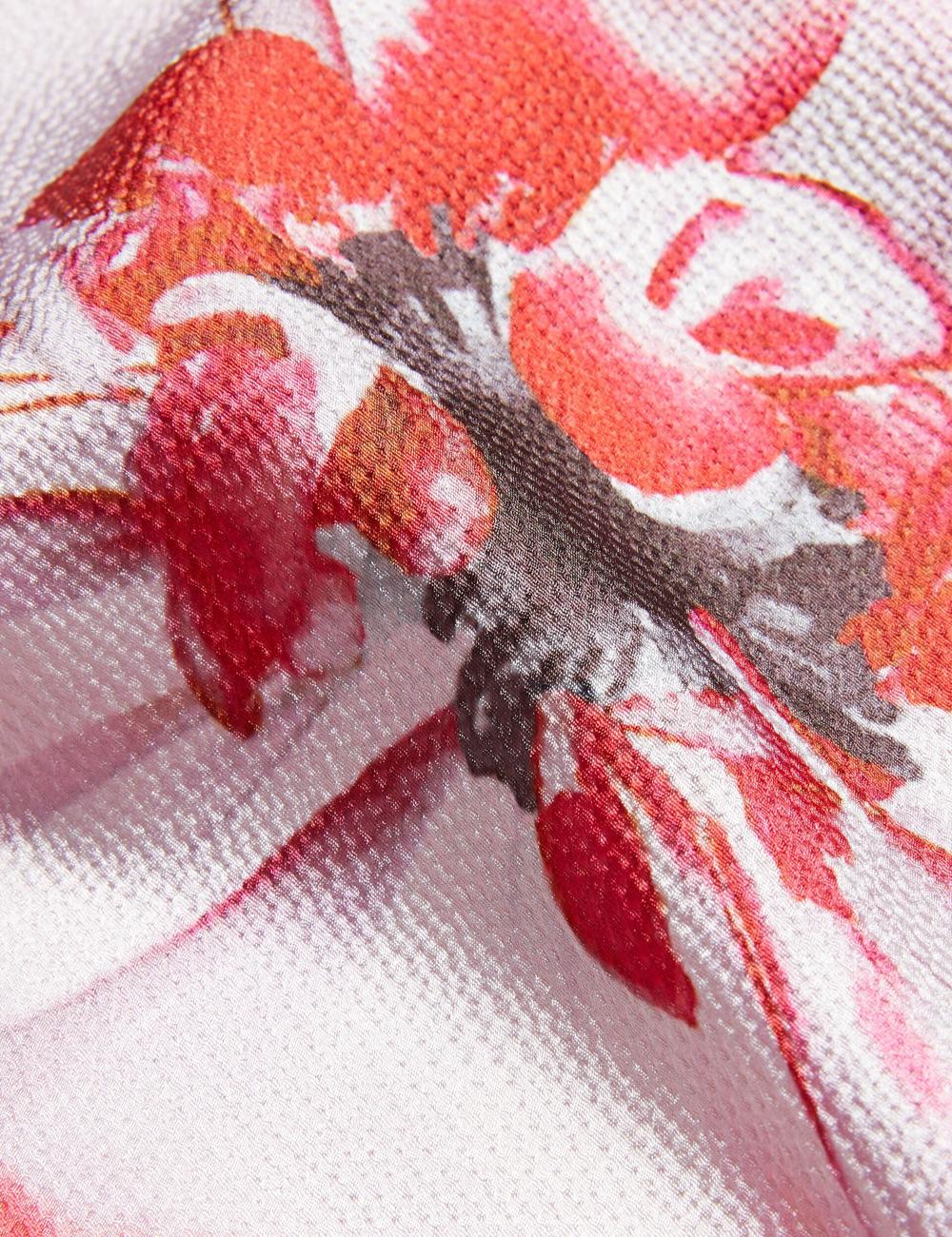 Red Women Ted Baker KOHANA - Floral Satin High Neck Sleeveless Top Blouses | SA  QCT-169743