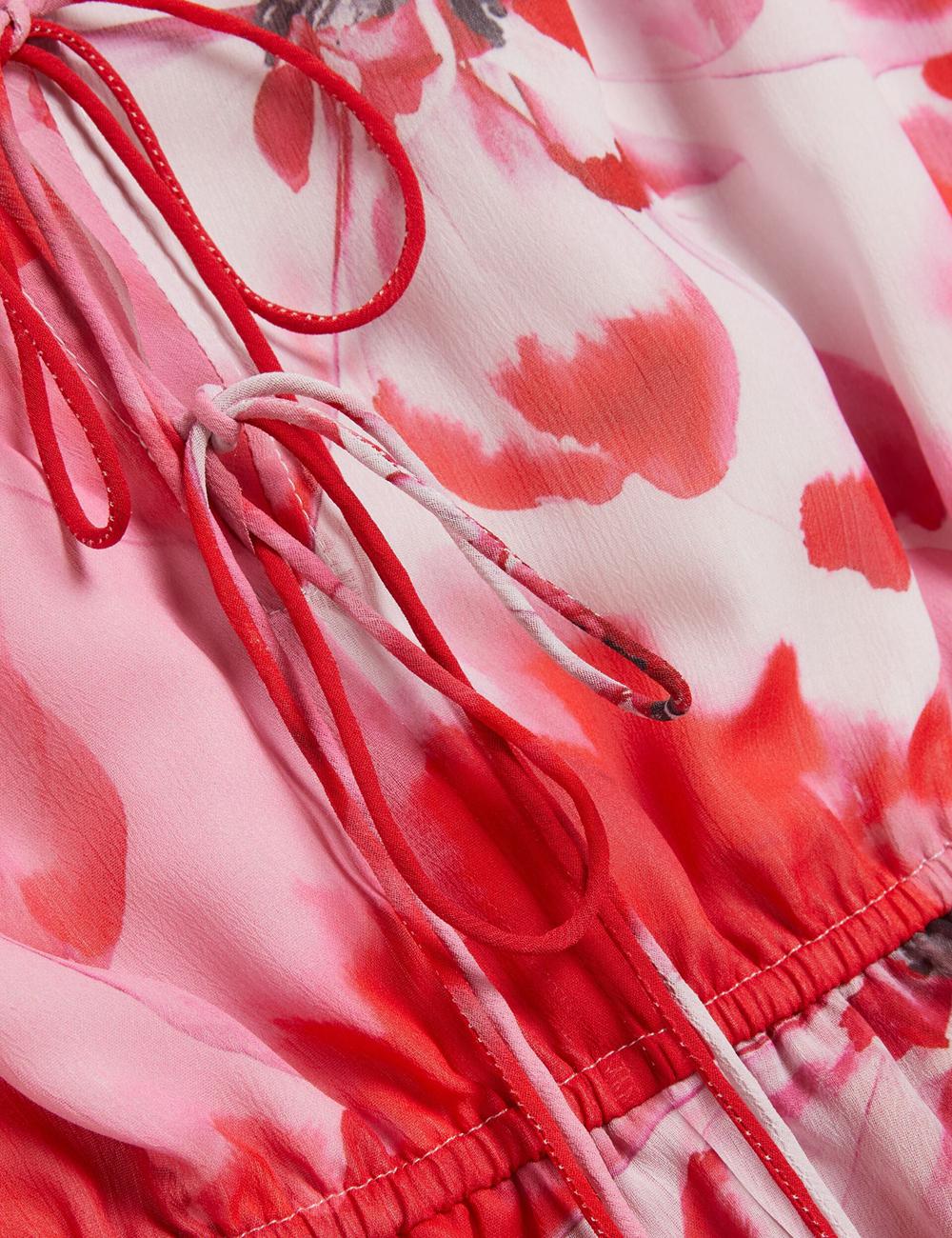 Red Women Ted Baker LEYNA - Floral Chiffon Front Mini Dresses | SA  WQL-310624