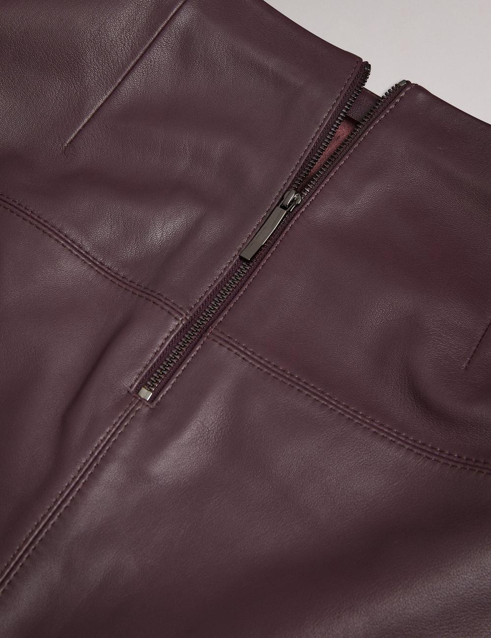 Red Women Ted Baker VALIAT - A-Line Leather Mini Skirts | SA  OMG-379268
