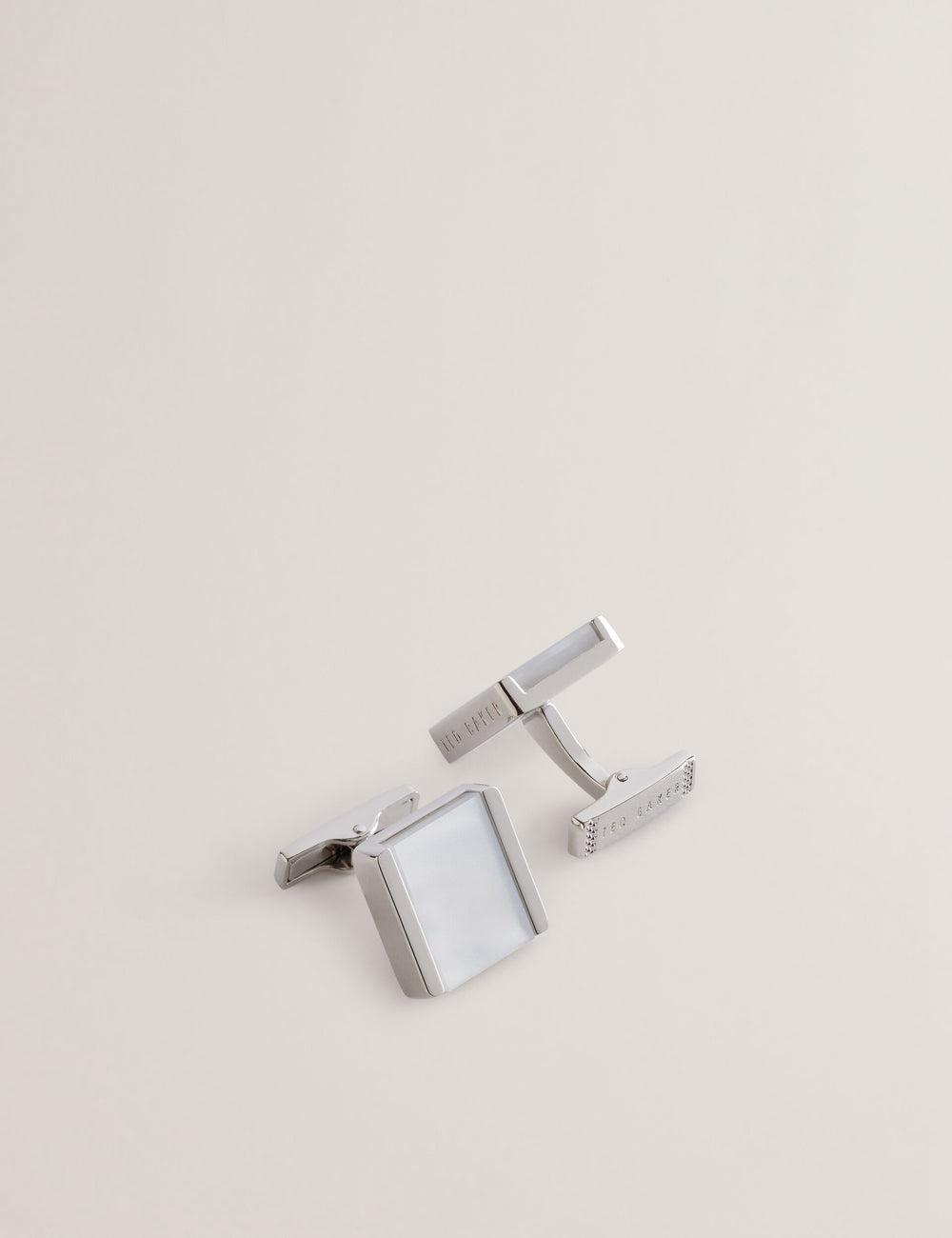 Silver Men Ted Baker PAYDEN - Pearlescent Stone Square Cufflinks | SA  LIC-672398