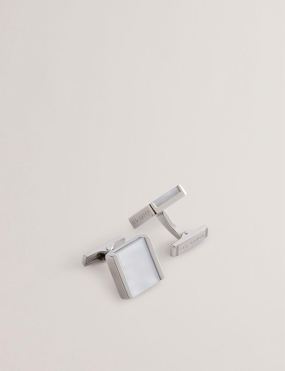 Silver Men Ted Baker PAYDEN - Pearlescent Stone Square Cufflinks | SA  LIC-672398