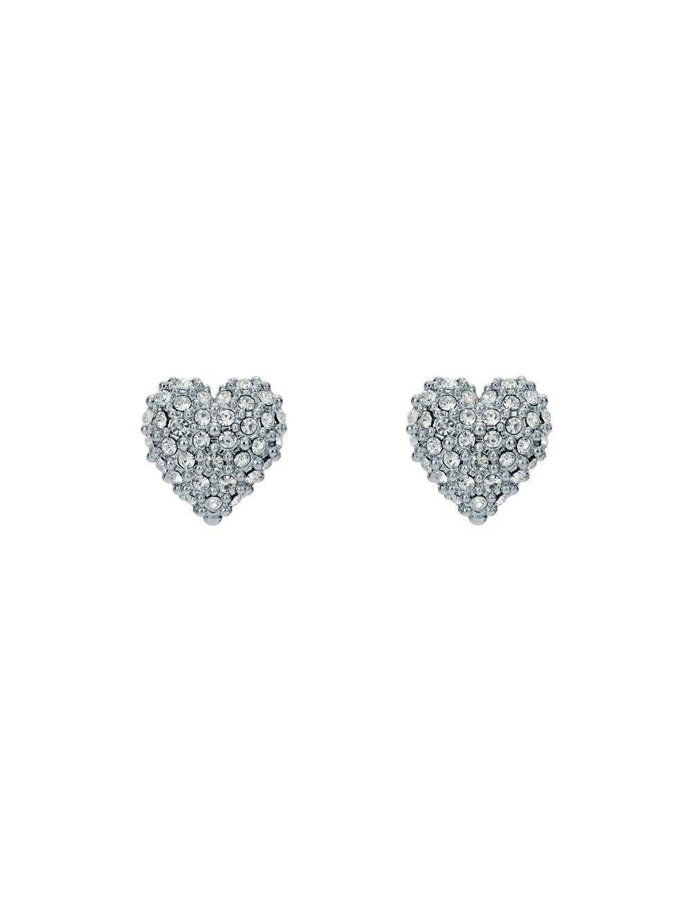 Silver Women Ted Baker ADORAA - Crystal Heart Stud Earrings | SA  KAH-087312
