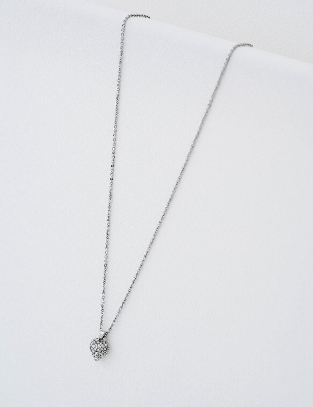 Silver Women Ted Baker ADORINA - Mini Crystal Heart Pendant Necklaces | SA  VDE-482916