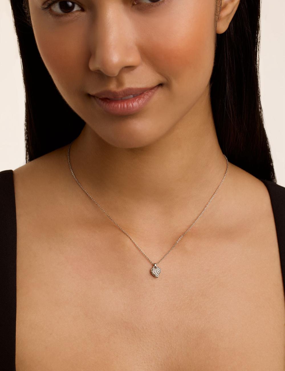 Silver Women Ted Baker ADORINA - Mini Crystal Heart Pendant Necklaces | SA  VDE-482916