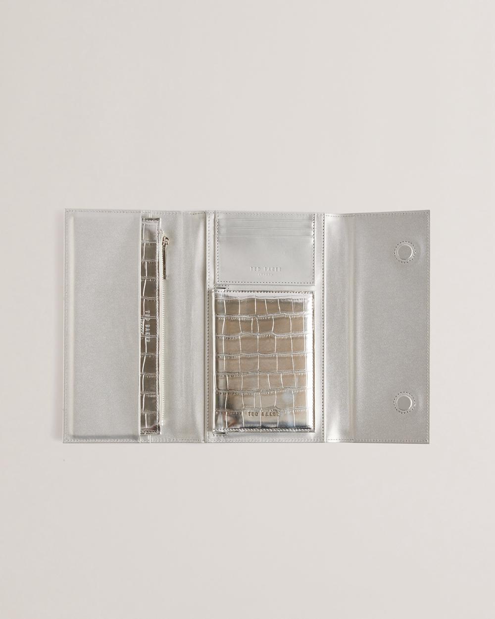 Silver Women Ted Baker ALETHAI - Croc Effect Travel Organiser Wallets | SA  GIF-064587