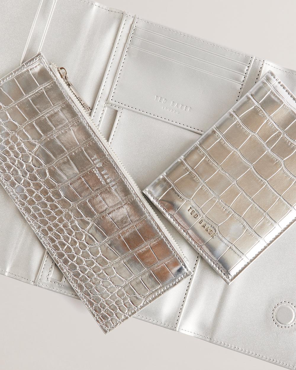 Silver Women Ted Baker ALETHAI - Croc Effect Travel Organiser Wallets | SA  GIF-064587
