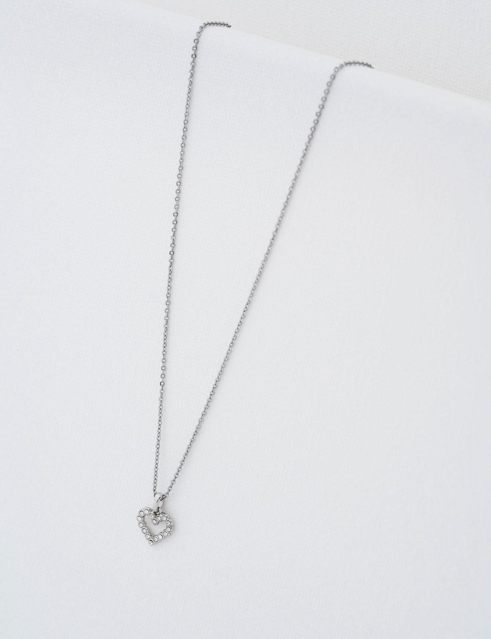 Silver Women Ted Baker AMORE - Crystal Open Heart Pendant Necklaces | SA  CLH-645780