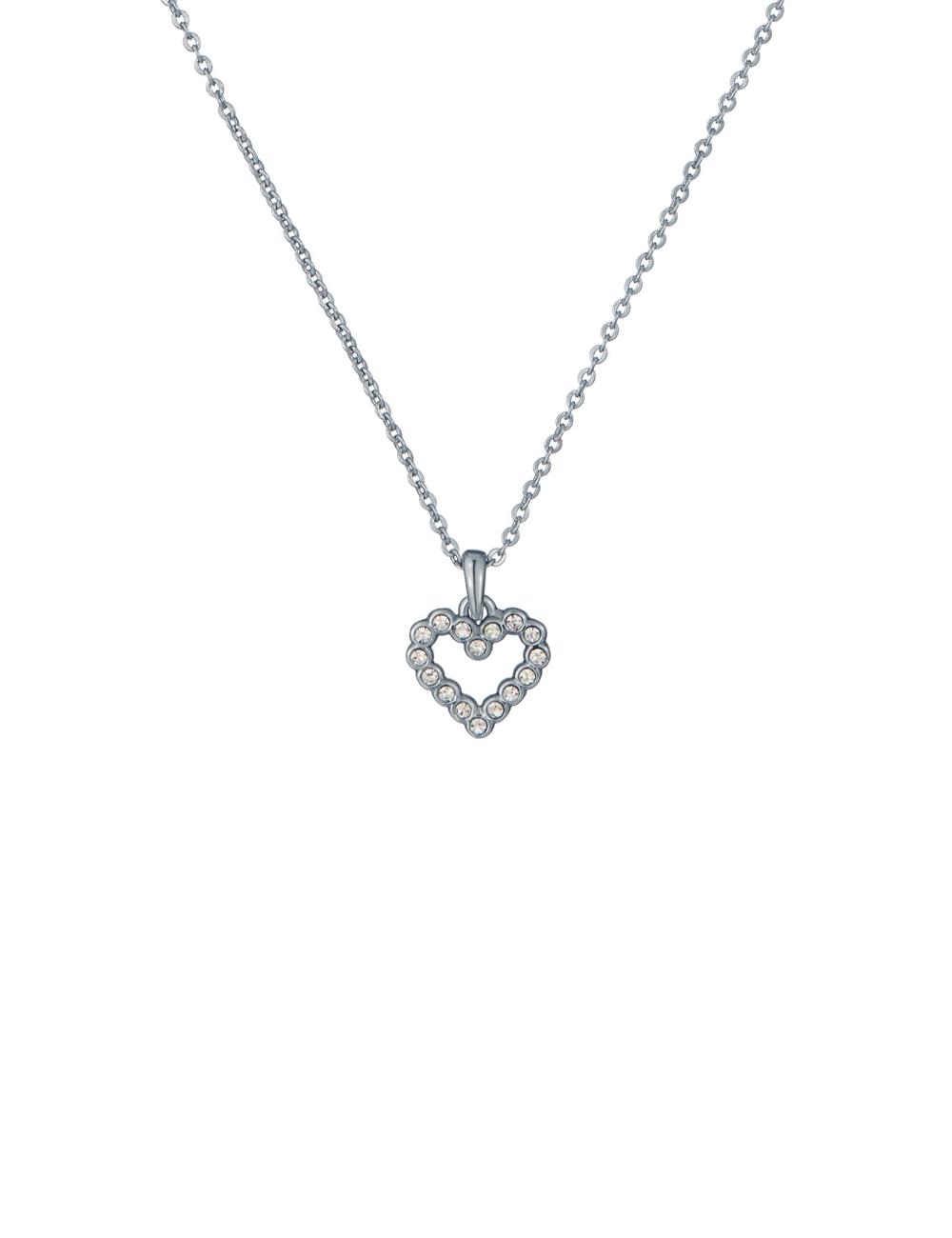 Silver Women Ted Baker AMORE - Crystal Open Heart Pendant Necklaces | SA  CLH-645780