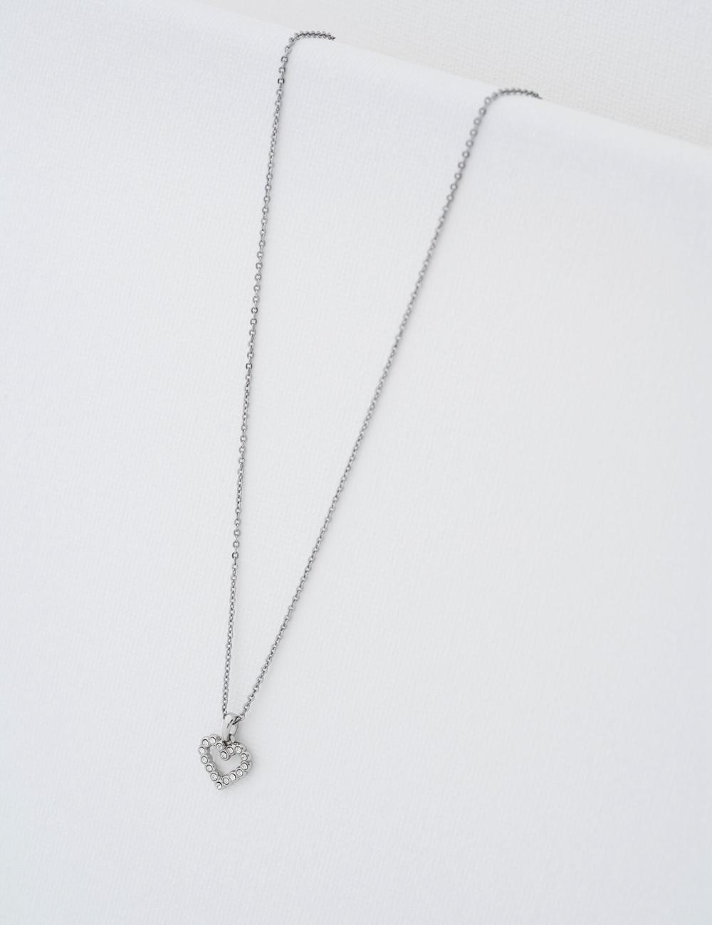 Silver Women Ted Baker AMORE - Crystal Open Heart Pendant Necklaces | SA  CLH-645780