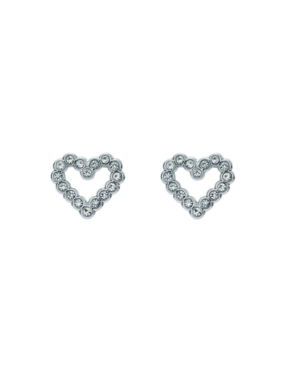 Silver Women Ted Baker AMORINA - Crystal Open Heart Stud Earrings | SA  ZQD-160372