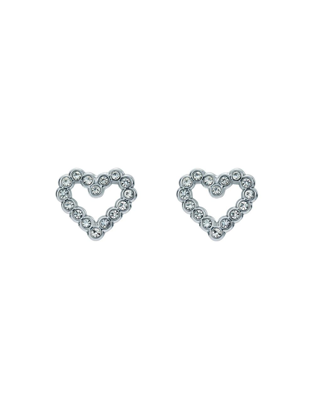 Silver Women Ted Baker AMORINA - Crystal Open Heart Stud Earrings | SA  ZQD-160372