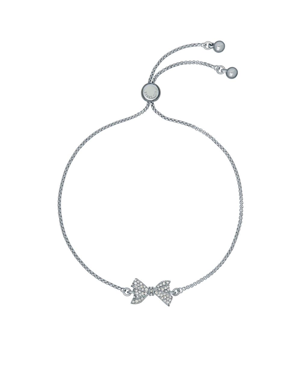 Silver Women Ted Baker BARSET - Crystal Bow Adjustable Bracelets | SA  CMY-972653