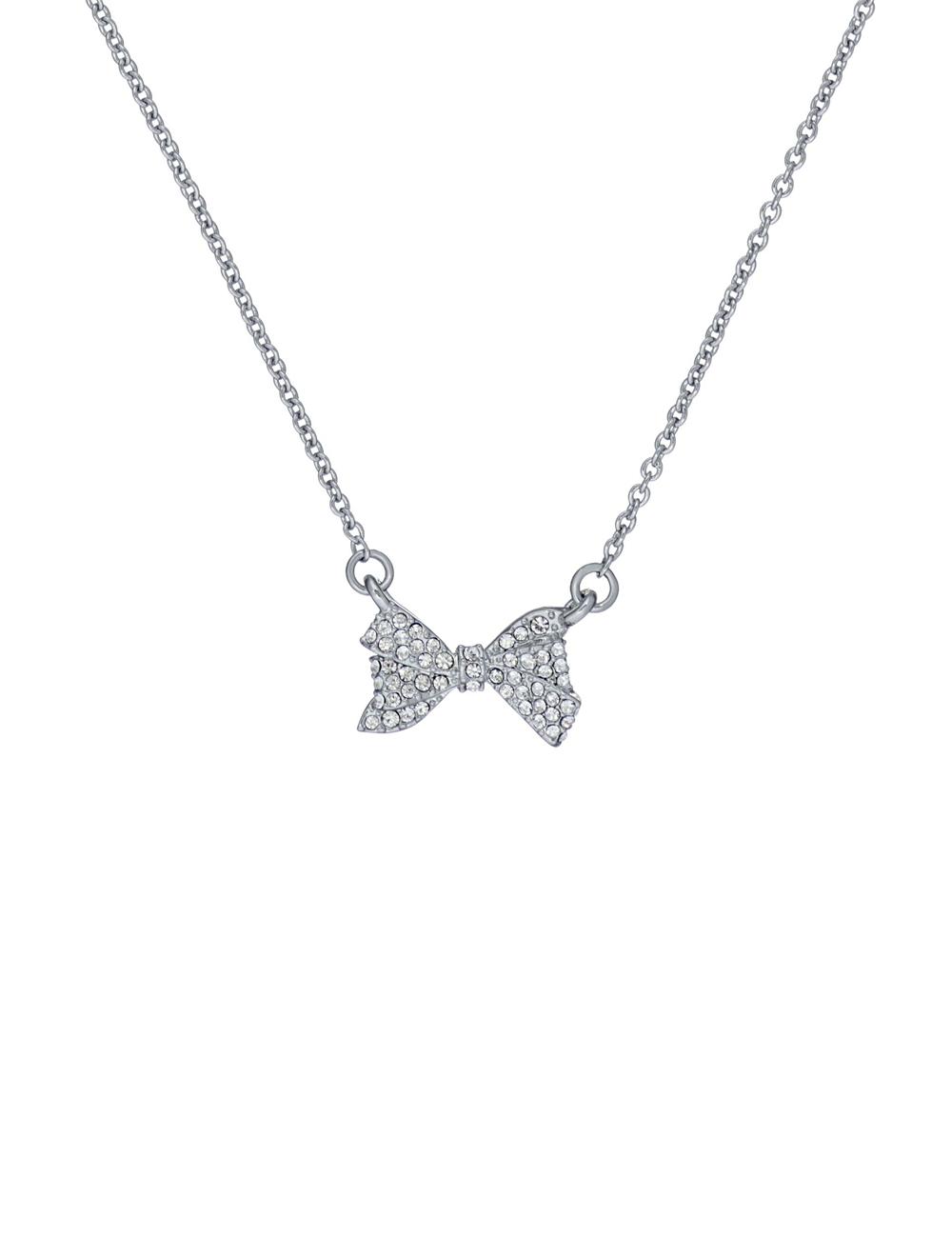 Silver Women Ted Baker BARSIE - Crystal Bow Pendant Necklaces | SA  XMB-613578
