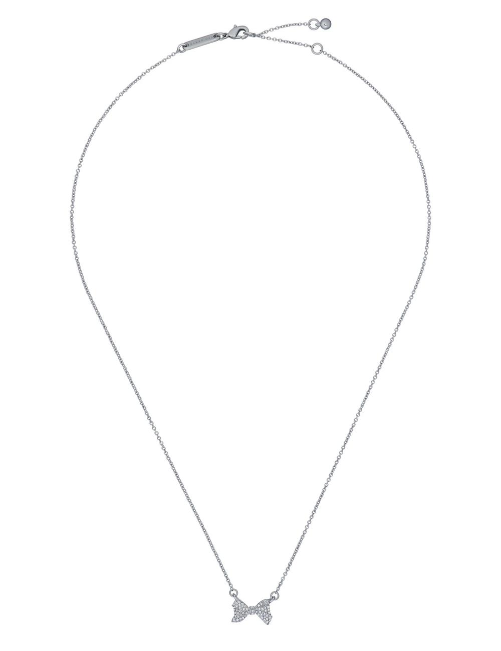 Silver Women Ted Baker BARSIE - Crystal Bow Pendant Necklaces | SA  XMB-613578