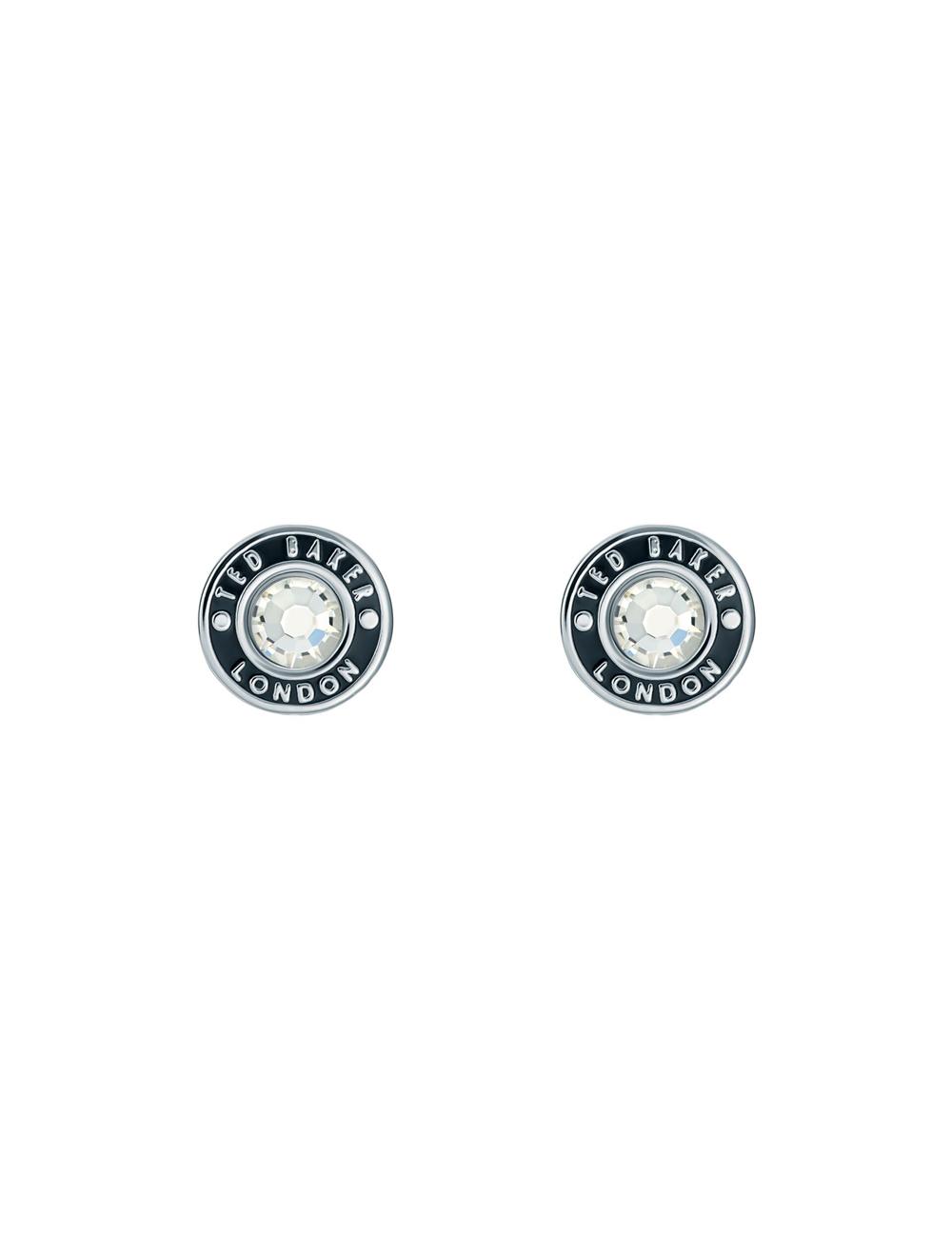 Silver Women Ted Baker CHERELLE - Branded Crystal Button Stud Earrings | SA  LBF-412760