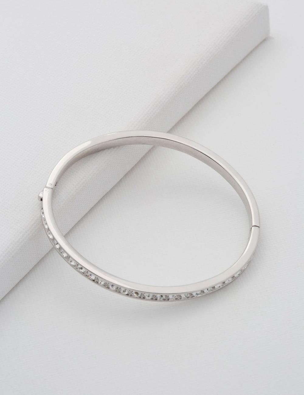 Silver Women Ted Baker CLEMARA - Crystal Hinge Bangle Bracelets | SA  ICN-301754