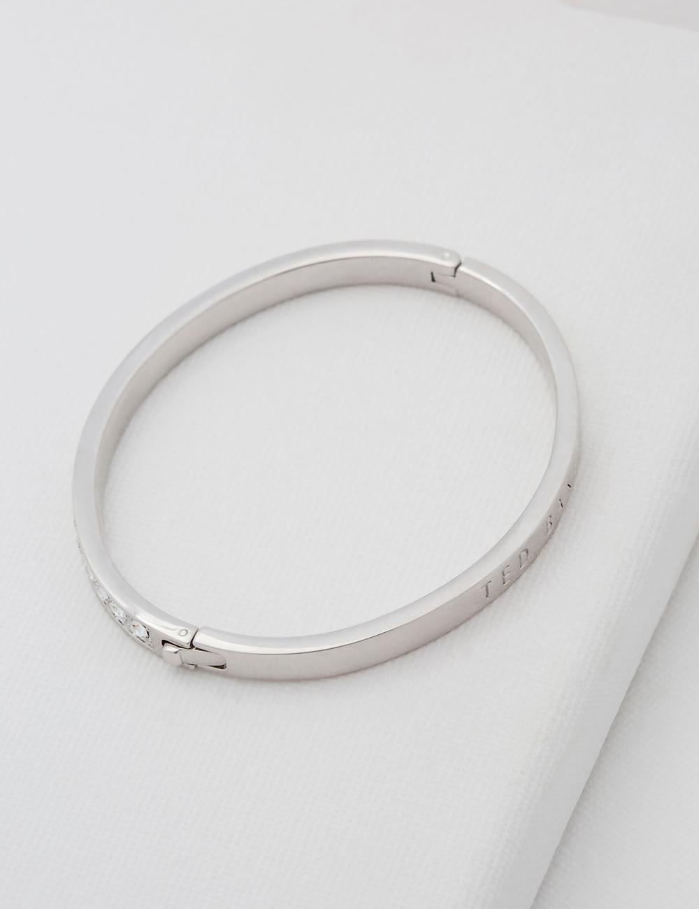 Silver Women Ted Baker CLEMARA - Crystal Hinge Bangle Bracelets | SA  ICN-301754