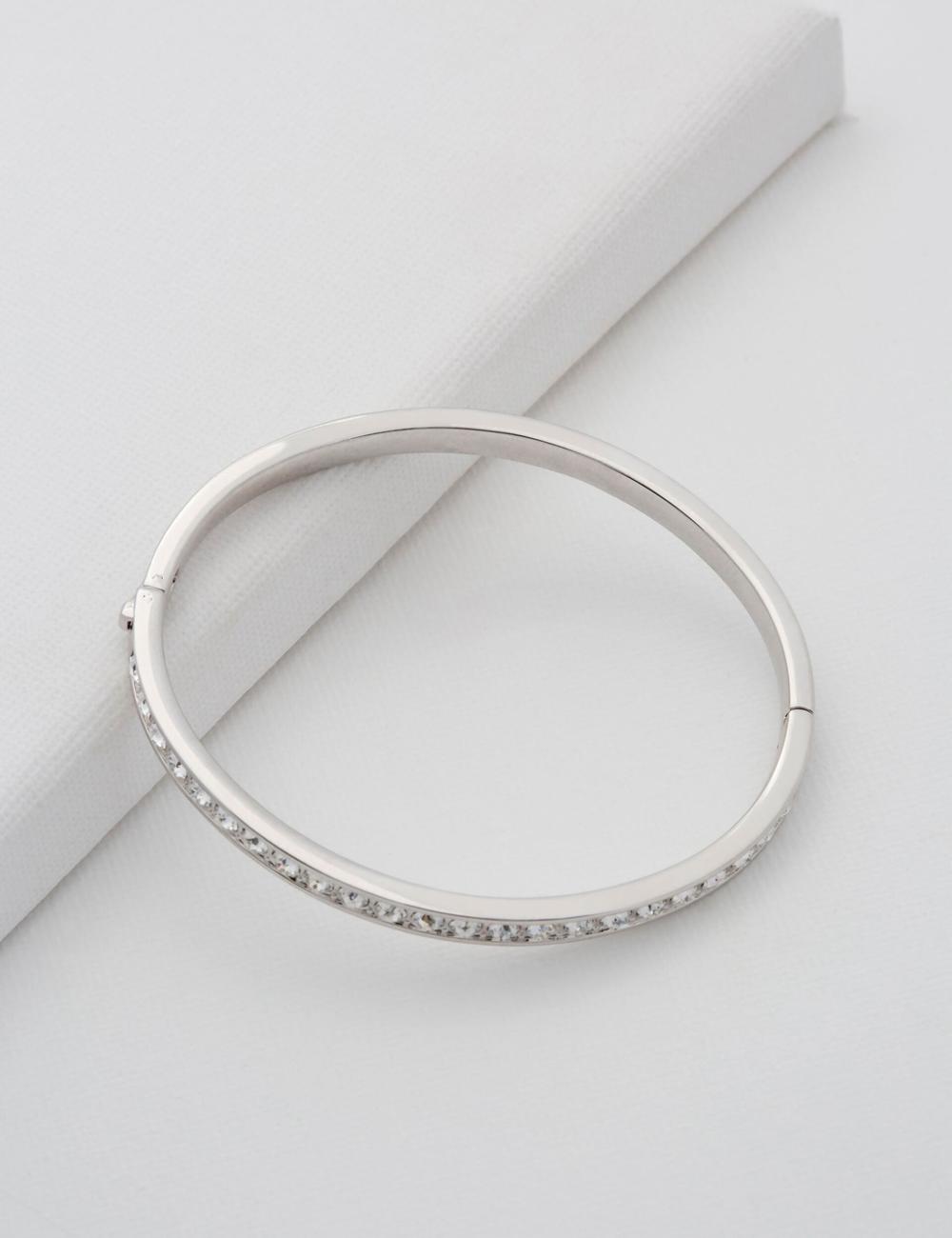 Silver Women Ted Baker CLEMARA - Crystal Hinge Bangle Bracelets | SA  ICN-301754