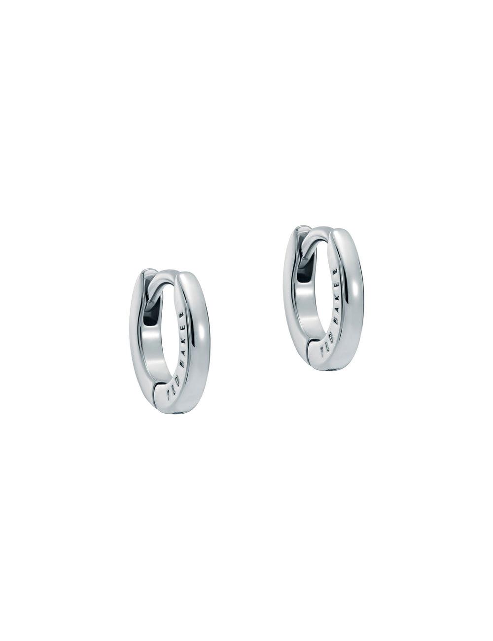 Silver Women Ted Baker CRISETE - Engraved Logo Huggie Hoop Earrings | SA  QBO-542189