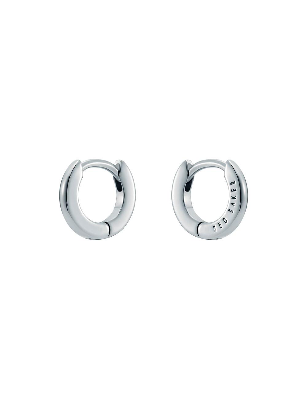 Silver Women Ted Baker CRISETE - Engraved Logo Huggie Hoop Earrings | SA  QBO-542189