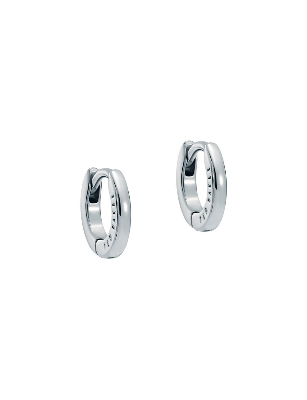 Silver Women Ted Baker CRISETE - Engraved Logo Huggie Hoop Earrings | SA  QBO-542189