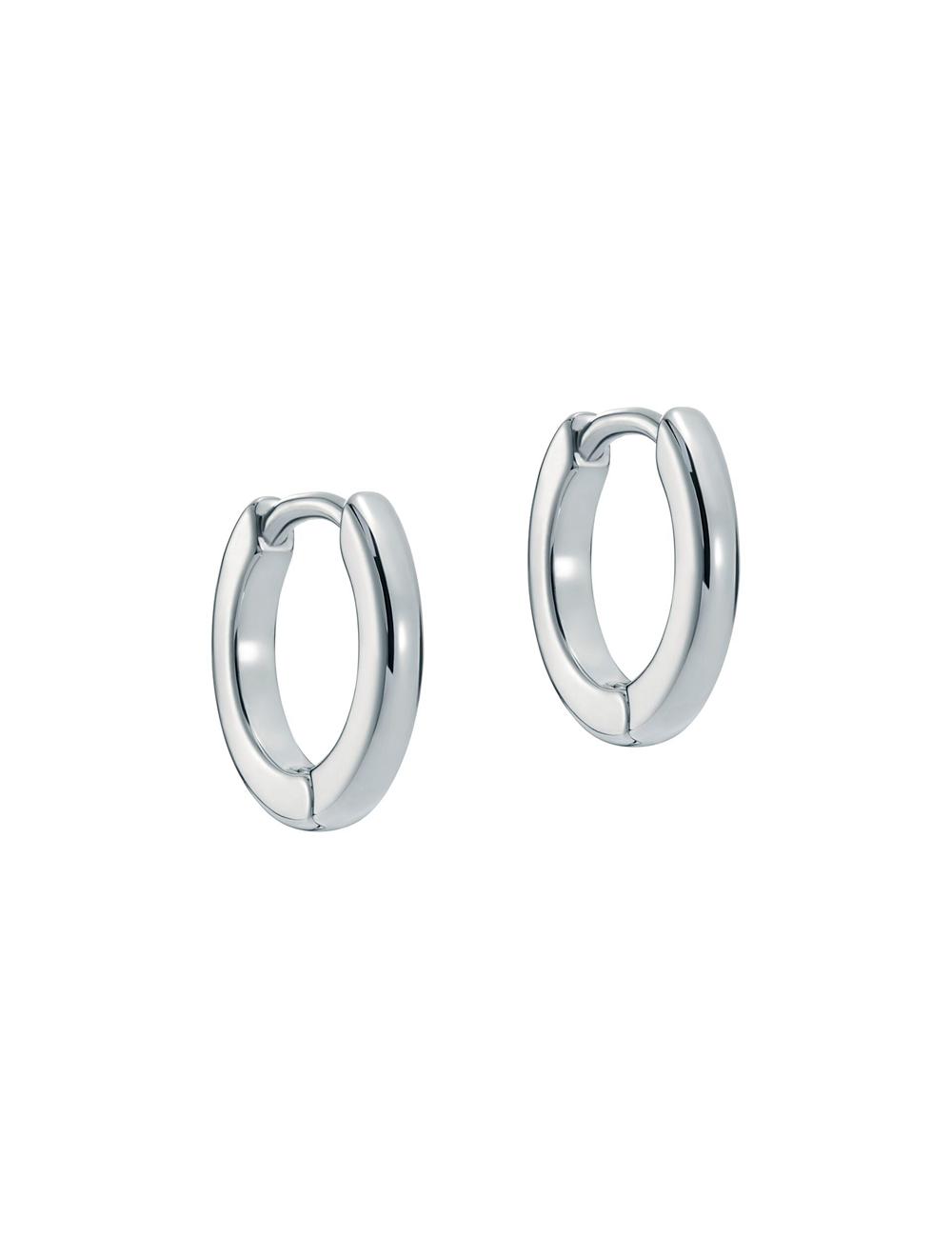 Silver Women Ted Baker CRISLIE - Engraved Logo Small Hoop Earrings | SA  NZF-574261
