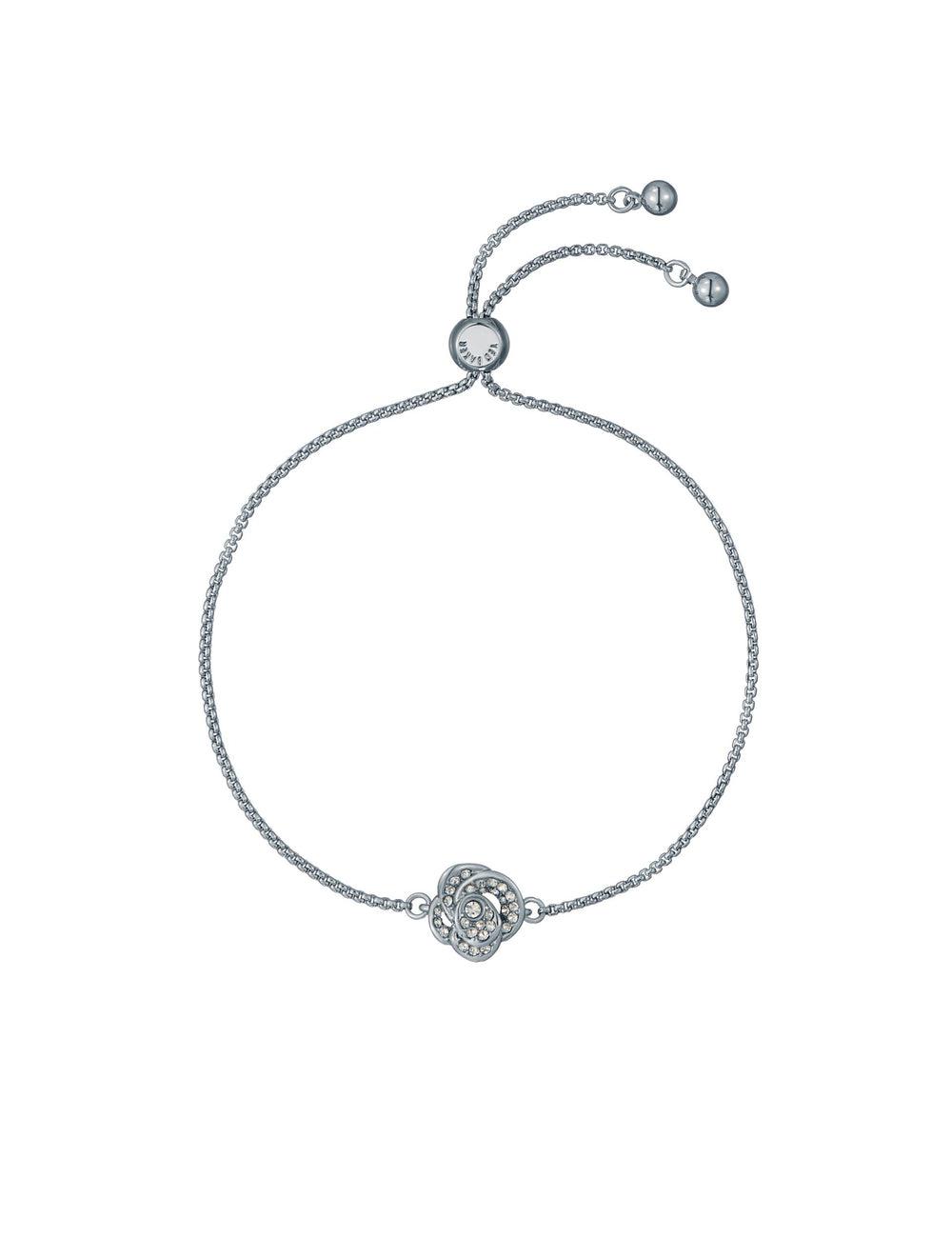 Silver Women Ted Baker FLORINA - Crystal Flower Adjustable Slider Bracelets | SA  NXV-310684