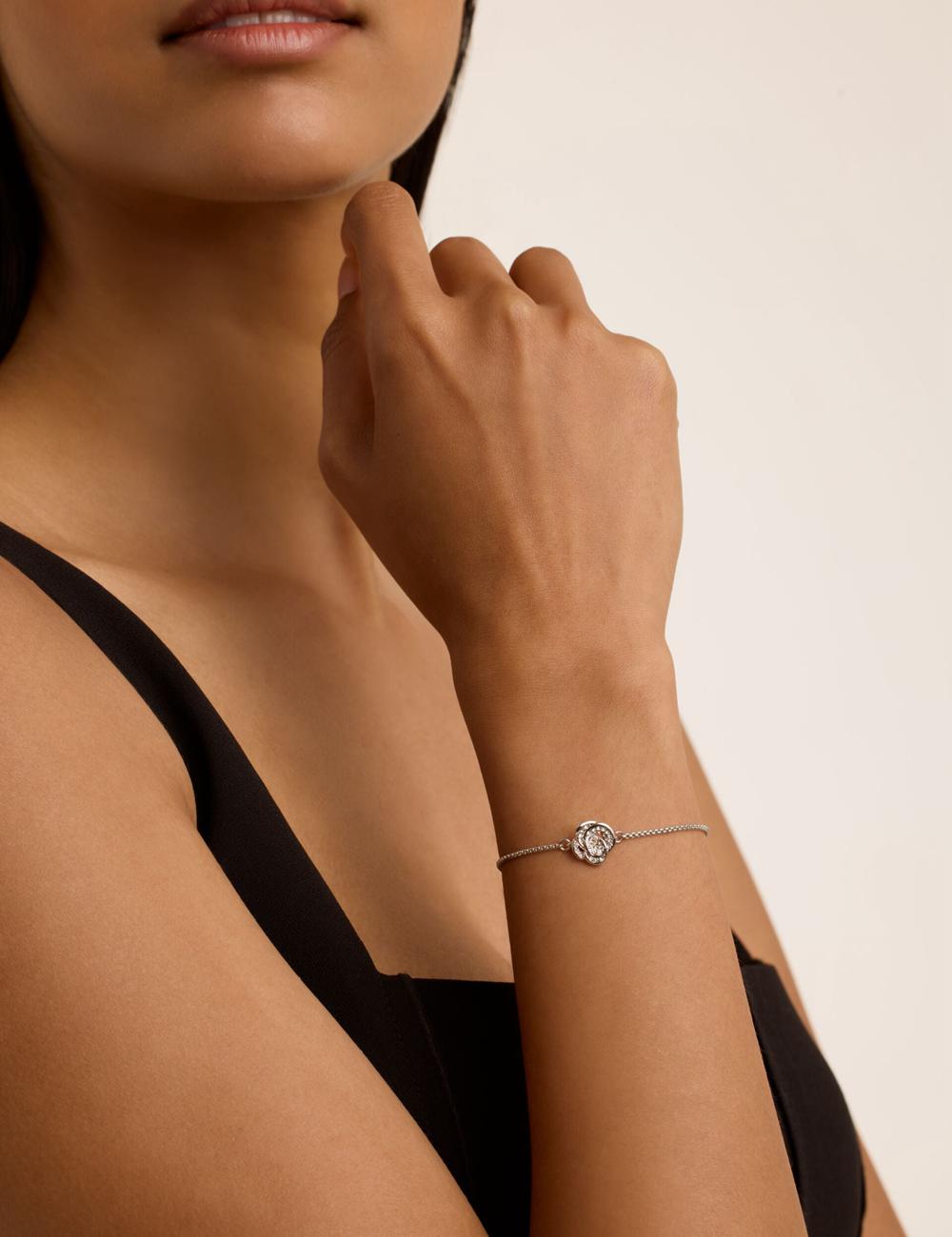 Silver Women Ted Baker FLORINA - Crystal Flower Adjustable Slider Bracelets | SA  NXV-310684
